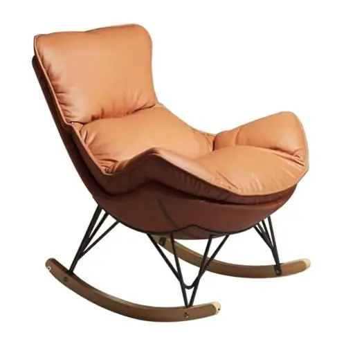Produktbild: JIESOO Schaukelstuhl Loungesessel Mitte Jahrhunderts Ruhesessel Einzelsofa-Sessel, Ruhesessel, Lazy-Sofa-Sessel, for Schlafzimmer, Balkon, Wohnzimmer(Orange a)