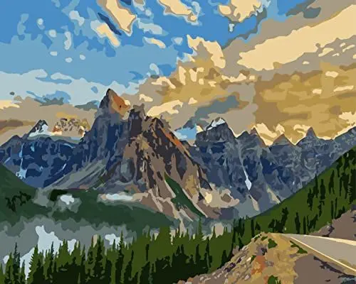 Produktbild: jieyisier Malen Nach Zahlen Erwachsene,Gebirge DIY Handgemalt Ölgemälde Kit für,Landschaft Paint By Numbers Kreative Geschenke und Büro und Wohndekoration,Ohne Rahmen 16 * 20 Zoll…