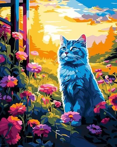 Produktbild: jieyisier Malen Nach Zahlen Erwachsene,Malen Nach Zahlen Katze,Paint by Numbers Landschaft,DIY Malerei mit Familie und Freunden, geeignet für Wohnwanddekoration (40x50 cm)