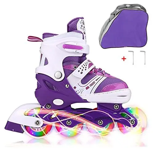 Produktbild: JIFAR Inliner Für Kinder Verstellbare Inline Skates mit Beleuchteten Rädern Rollschuhe Outdoor Schuhe mit Rollen für Kinder Mädchen Jungen Inline Skates für Kinder Größenverstellbar von 31 bis 34