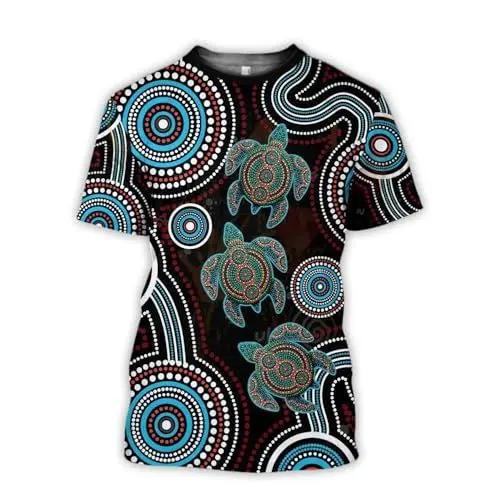 Produktbild: JIFENLI Herren 3D Druck T-Shirt Unisex Sommer Mode Casual Australien Aborigines Nation Stil Grafik T-Shirts Männer Harajuku Gedruckt Kurzarm T-Shirts Tops