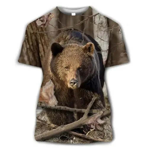 Produktbild: JIFENLI Herren 3D Druck T-Shirt Unisex Sommer Mode Herren-T-Shirt Mit O-Ausschnitt Und Wildtier-Printmuster, Lässig, Kurzärmelig, Übergroß, Bequem