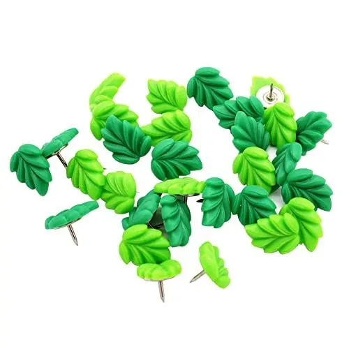 Produktbild: JIHUOO 20 Stücke Blätter Stecknadeln Pinnwandnadeln Daumen Heftzwecke Creative Dekorative Reißnägel Pinnadeln für Wandkarten Fotos Wand