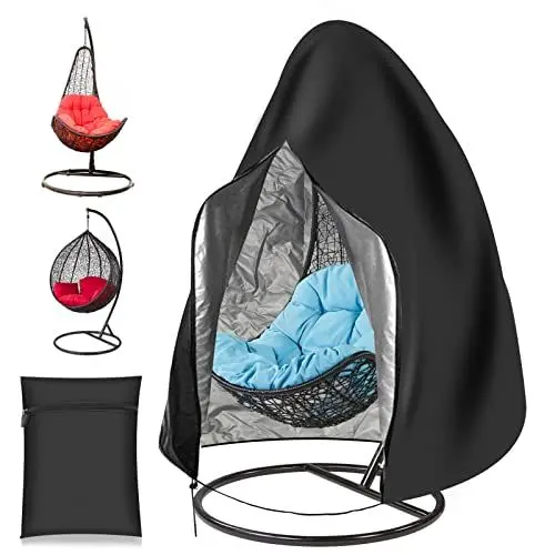 Produktbild: JIIKOOAI Hängesessel Abdeckung Strapazierfähige, leichte, Reißfester, wasserdichter-Oxford-Gewebe-Rattan Egg Chair-Abdeckung mit Reißverschluss, passend für die meisten Outdoor-Ei-Stuhl-Staubschutze