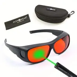 Produktbild: JILERWEAR Laserschutzbrille 532nm OD 6+ Professionelle 180nm-532nm Wellenlänge Violett/Blau/Grün Laserschutzbrille für 405nm, 445nm, 450nm, 473nm 532nm Laser Fit Blendende Laser, wie Graviermaschinen