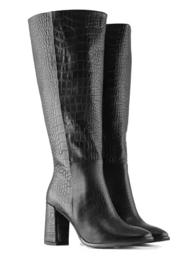 Produktbild: Jilsen Weitschaftstiefel Eva Croco | XL Schaftweite 44 | Schwarz | Absatz 8 | Größe 38 | Weiter Schaft