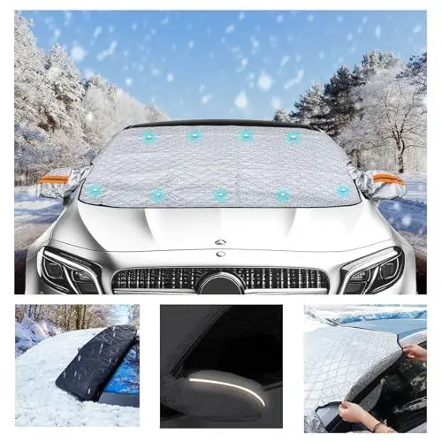 Produktbild: Jiltlu Auto Frontscheibenabdeckung Schneeabdeckung Winter Magnetic Auto Frontscheibenabdeckung Windschutzscheibe Sonnenschutz Schützt Vor UV,Schnee,Hitze,Geeignet für Kleine Autos-M(145CMx115CM)