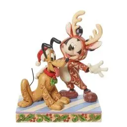 Produktbild: Jim Shore Enesco Disney Traditions 6013059 Mickey Rentier mit Pluto Santa Figur, 15,9 cm