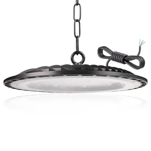 Produktbild: JINABLOSSY 200W UFO LED High Bay Light, 6000K Kaltweiß UFO LED Werkstattlampe, 20000LM Hallenstrahler IP65 Wasserdichte Industrielampe High Bay Licht für Fabriken,Garage,Lagerhaus