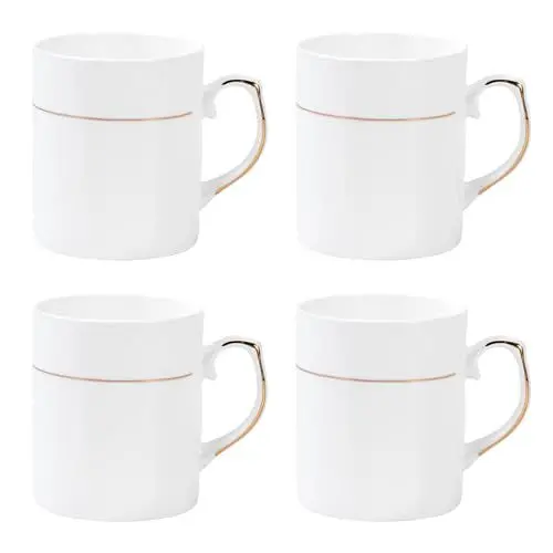 Produktbild: Jingdekiln kaffeetassen weiß tassen set 4er, kaffeebecher porzellan mit goldrand