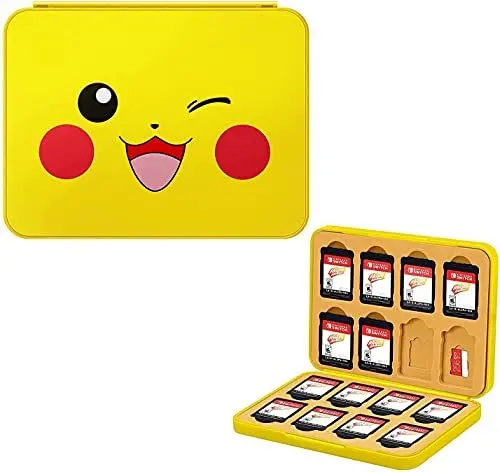 Produktbild: JINGDU Game Card Case für Nintendo Switch, robuste & tragbare 32 Slots Spiele Aufbewahrungsbox mit 16 Game Card Slots und 16 Micro SD Card Slots （Pika）