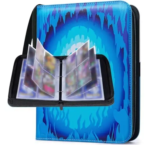 Produktbild: JINGDU Kartenordner für 440 Karten, 4-Pocket Trading Card Album mit 55 abnehmbaren Hüllen für Jungen und Mädchen Sammler, Spielkarten Foto-Kartenordner, Gelb