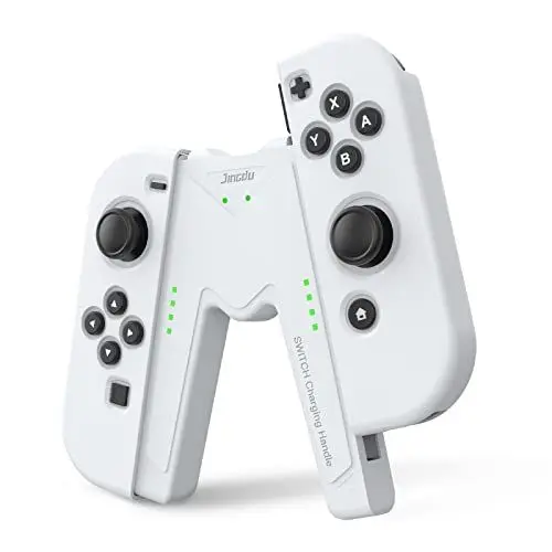 Produktbild: JINGDU Ladegriff für Switch NS/Switch OLED Joy Con,Griffhalterung Gaming Griffgriff Controller Für Nintend Switch Joy-Con,USB-C-V-förmiger Controller,White