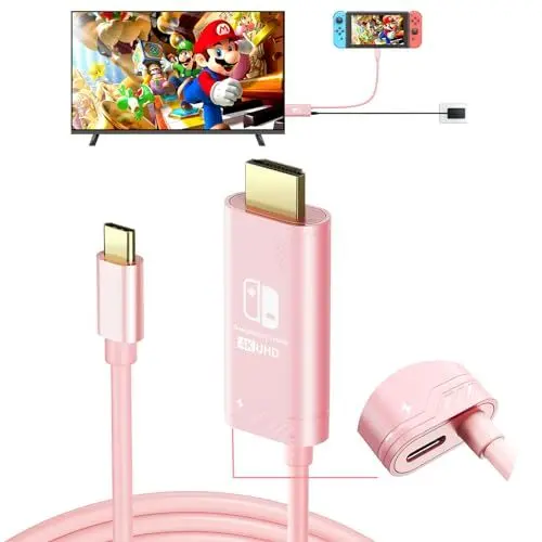 Produktbild: JINGDU Tragbares Switch TV Adapter Dock, verbessertes USB C auf HDMI Kabel mit PD100W Ladeanschluss für Nintendo Switch OLED Konsole, Screen Mirroring Zubehör für NS/Steam Deck, 4K@30Hz, 2 m, Blau