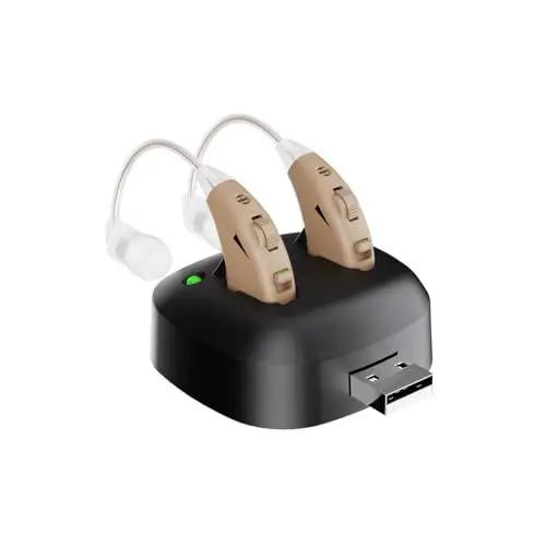 Produktbild: JINGHAO Geräusch Verstärker, Klang-Verstärker für hinter Ohr – Ear Enhancer, Hochwertige Surround-Noise-Unterstützung USB Ladestation