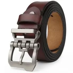 Produktbild: JingHao Gürtel Herren,Ledergürtel 110cm-160cm,Jeansgürtel,Gürtel Metall Retro Denim Große Taille Männer Gürtel 38mm Breit Schwarz Braun D20(Länge 110cm Fit für Taille 31