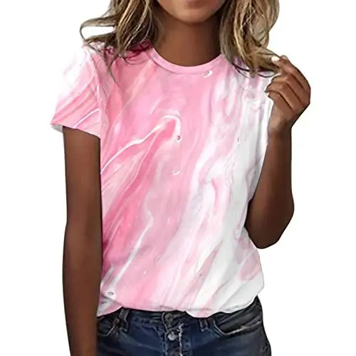 Produktbild: Outlet Angebote Sale Damen Tunika Damen Sommer Lang Damenoberteile Modern Blusentop Damen Rosa Kurzarm Shirt Damen Elegant Bluse Damen Baumwolle Kurzarm Meine Bestellungen Anzeigen 24