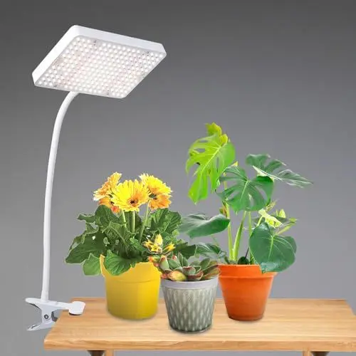 Produktbild: JINHONGTO Pflanzenlampe, Clip On Pflanzenlampe LED Vollspektrum, Biegsamer Schwanenhals und Daisy Chain Funktion, Weiß Grow Lampe, Pflanzenlicht LED Vollspektrum, Pflanzenlampe für Zimmerpflanzen