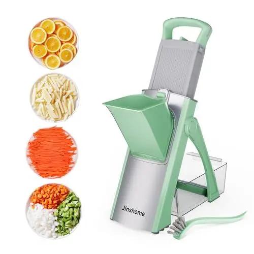 Produktbild: Jinshome Gemüseschneider Gemüsehobel & verstellbarer Gemüsehobel Kartoffeln,Zwiebeln,Gurken usw.kann Scheiben schneiden,Streifen schneiden,raspeln und würfeln,Mandoline mit einfacher Reininung Pinsel