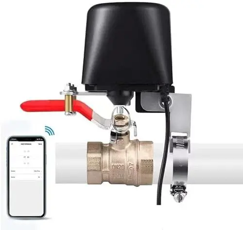 Produktbild: Jinvoo WLAN-Wasserventil, Tuya Smart Water Valve Shutoff Automatischer Kugelhahn Bewässerungstimer Wassersprinklersteuerung Kompatibel mit Alexa und Google Assistant (1 Stück)