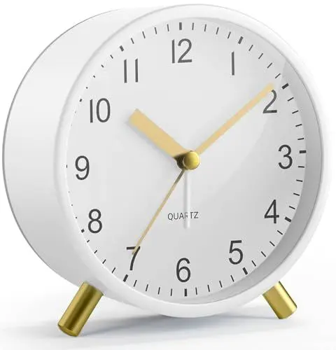 Produktbild: Jisile Wecker Analog, Wecker Ohne Tickgeräusche, Nachtlicht Wecker, Metallwecker, Kinderwecker, Seniorenwecker, Analog Wecker Lautlos, Retro Wecker, Batterie Wecker, Schlafzimmer Uhr