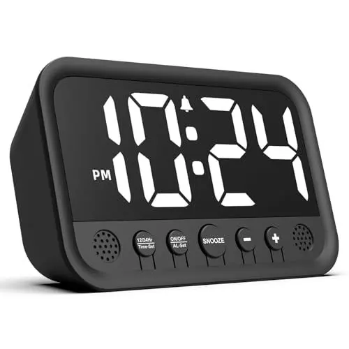 Produktbild: Jisile LED Wecker Digital, Digitaler Wecker mit Großen Zahlen, Regelbarer Helligkeit und Lautstärke, Snooze, 12/24HR, Digital Tischuhr Netzbetrieben