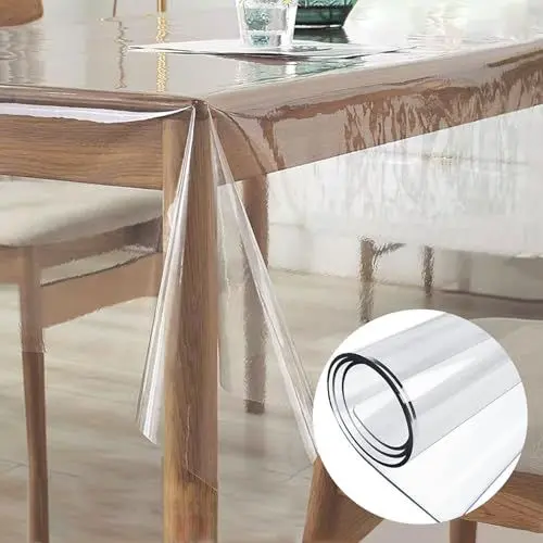 Produktbild: Jisrcha Tischdecke Transparent, 1 Stück Tischschutzfolie, Tischfolie Transparent wasserdichte und Abwaschbare aus PVC, Tischdecke Folie Durchsichtig für Küche Zuhause Picknick Outdoor (150x100)