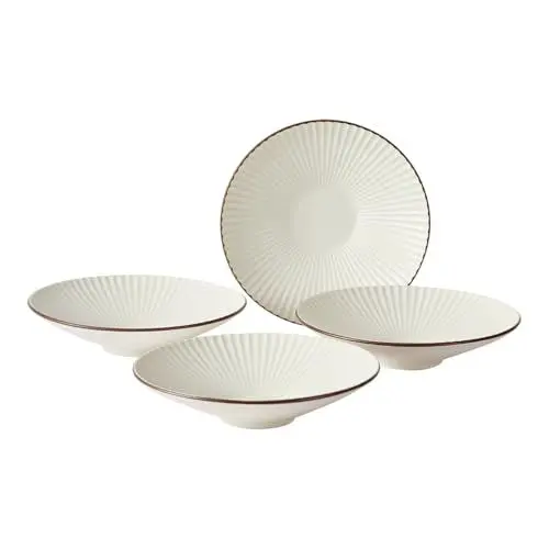 Produktbild: Jiwoo Speiseteller 4 Personen Suppenschalen Keramik-Pastateller 24.8cm Dessertteller Set mikrowellen- und spülmaschinenfest Teller Set für Salat, Nudeln, Kartoffelpüree