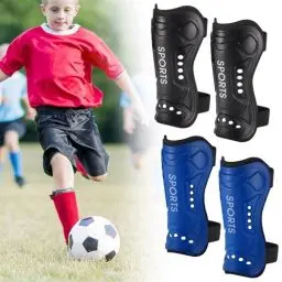 Produktbild: JIZZU 2 Paar Schienbeinschoner Kinder, Leichte Hochfeste Schienbeinschützer Fußball, Jugendgrößen Kind Fußball Shin Pads für Jungen Mädchen,umfassender Schutz(Blau & Schwarz)
