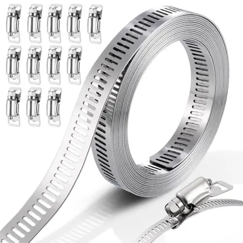 Produktbild: JIZZU 3M Schlauchschellen Edelstahl, Einstellbare Rohrschellen Edelstahl Schlauchklemmen Schlauchclips Kit mit 12 Stück Schraube Klemme, für Wasser Rohr/Tank/Gas Rohr/Kühler/Automobil Tubing
