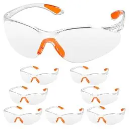 Produktbild: JIZZU 8 Stück Schutzbrillen Transparent Augenschutzbrille mit Klaren Gläsern Gumminase Schutzbrille für DIY, Schleifen, Radfahren, Labor, Anti-Staub/Kratzer/Mist/Wind
