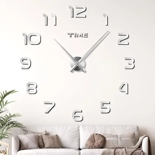 Produktbild: JIZZU DIY 3D Wanduhren Moderne, Mute große Wanduhr, XXL Stumm Spiegel Aufkleber für Dekoration Geschenk Nach Hause Restaurant Büro und Hotel