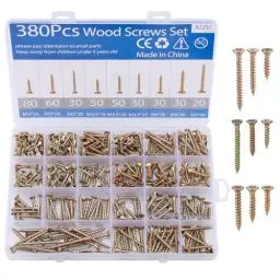 Produktbild: JIZZU Holzschrauben Set, 380 PCS Holzschrauben Torx Schrauben, M3/M4 Selbstschneidende Schrauben, Schrauben Torx Edelstahlschrauben mit Senkkopf, Universalschraube für DIY Projekt, Reparatur