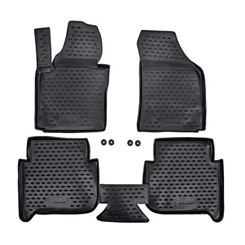 Produktbild: J&J AUTOMOTIVE | 3D Design Gummimatten Gummifußmatten Für Touran 1, 2003-2015, Schwarz, Anti-Rutsch, Ohne Geruch, Allwetter, Rand 3cm, 4-Teilig