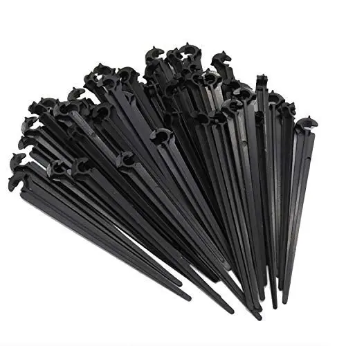 Produktbild: JJ.Accessory 50 Stück C-Form Schlauchhalterungen, Bodenanker, Schwarz, Kunststoff, Gartenaccessoire