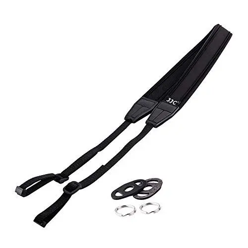 Produktbild: JJC Neoprene Kamera Tragegurt Umhängeband Kameragurt für Sony ZV-1F ZV-E10 A6000 Fuji X-T5 X-T50 X-T30II X-M5 X100VI X100V EOS M6II R7 R10 G7X G5X OM-D E-M10 Kamera Schwarz