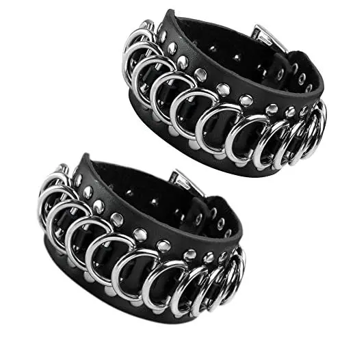 Produktbild: JJDreams 2 Stück Punk Breite Lederarmband Unisex Schwarze Nieten Armband Gothic Rocker Armband Set