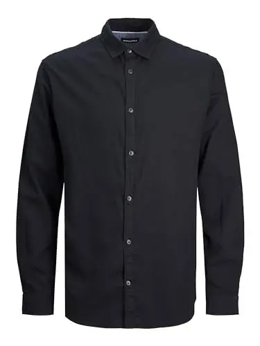 Produktbild: Jack & Jones Herren Hemd Jjegingham Twill Shirt L/S Ps Noos, Black/Detail:/Solid, 3XL