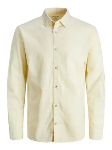 Produktbild: JACK & JONES Herren Hemd Comfort Fit Jjesummer Linen Shirt Ls Sn 12248384,French Vanilla,M