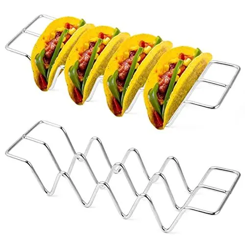 Produktbild: JJQHYC Taco-Ständer Edelstahl Tacos Hotdogs Halter Wellenform Küche Gadget Werkzeug für Fiesta Mexicana, Buffets und Partys