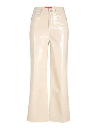 Produktbild: JJXX Damen JXKENYA HW Straight Faux Leat Pants NOOS Hose, Seedpearl/Detail:Shiny-Long, XS