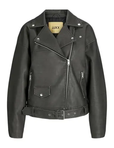 Produktbild: JJXX Damen Jxfrida Washed Pu JKT OTW Biker-Jacke, Black/Detail:RUB Off, S