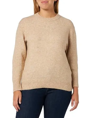 Produktbild: JJXX Jack&Jones Damen JXSILINE Diverse Crew Knit NOOS Strickpullover, Peyote/Detail:/Limeade Neck Piping, S