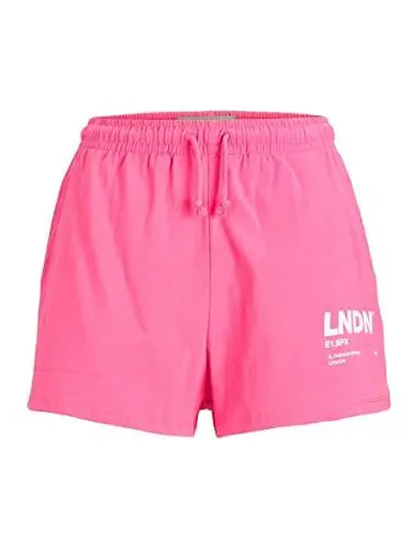 Produktbild: JJXX Women's JXBALI HW Relaxed Vint Shorts, Carmine Rose/Print:Bright White LNDN Print, M