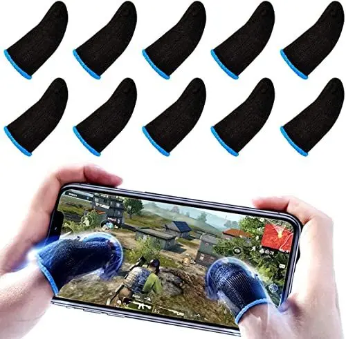 Produktbild: J-Kare PUBG Mobile Finger Sleeves für Gaming | 10 Stück | Daumenhülsen für mobiles Gaming | PUBG COD Fortnite | Anti Schweiß Anti Trockenheit Atmungsaktive Faser | Finger-Sleeve Gaming-Handschuhe