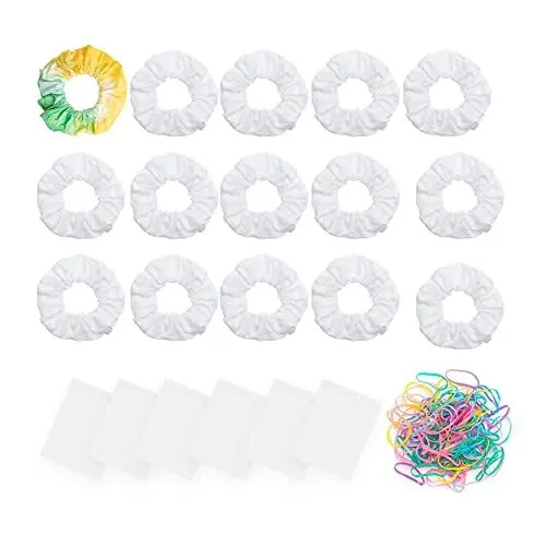 Produktbild: JKDHJK 15 Stück Weiß Haargummis Scrunchies für Batik, Batik Haargummis Weiß, Weiße Scrunchies für Batik, DIY Elastisch Scrunchies diy Weiß Mädchen und Damen Haarschmuck für Pferdeschwanz Halter