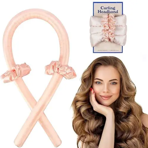 Produktbild: JKDHJK 3 Stück heatless curls, Heatless curls band, Overnight curls, Haarnudel, DIY-Lockenwickler ohne Hitze für langes, mittellanges Haar (Rosa)