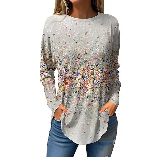 Produktbild: JKJFJKA Blusen & Tuniken Für Damen Crop Tops Damen Sexy Tops Für Damen Mit Übergröße Crop Tops Damen Sexy Basic Tops Für Damen Tunika Tops Mit Leggings Tragen Langärmelige Tunika