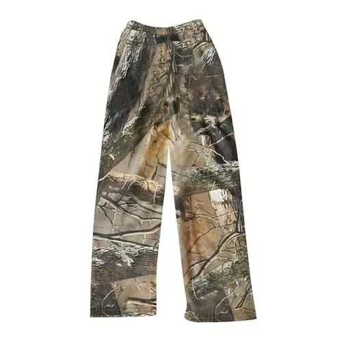 Produktbild: JKJFJKA Damen Mode Flanell Pyjama Hosen Blattdruck Druck Pyjamas Niedlich Lässig Gemütlich Warm Nachtwäsche Braun XS Schlafhosen Für Damen Herbst Hose Damen Y2K Hosen