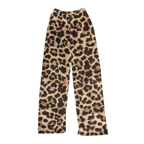 Produktbild: JKJFJKA Damen Mode Flanell Pyjama Hosen Mit Leopardenmuster - Niedlich Lässig Gemütlich Warm Nachtwäsche Schlafhose Sommerhosen Leicht Und Luftig - Braun L